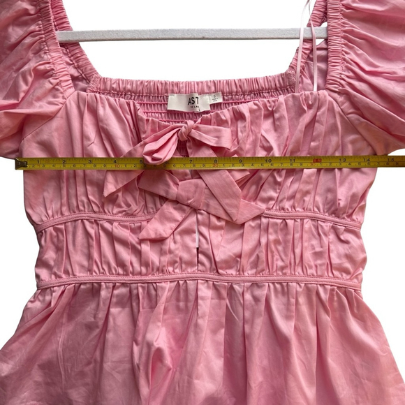 Astr The Label Smocked Pink Puff Peplum Sleeve Blouse Size S Cottagecore Boho - Picture 6 of 13